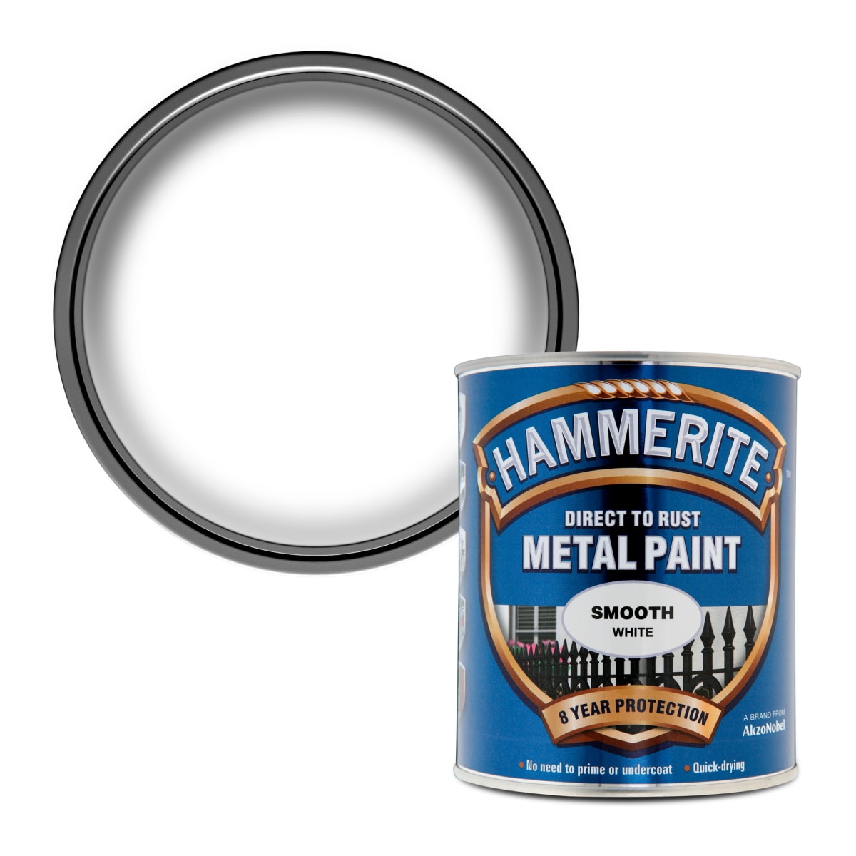 Product image for Hammerite Metal Paint Direct To Rust Smooth White 750ml