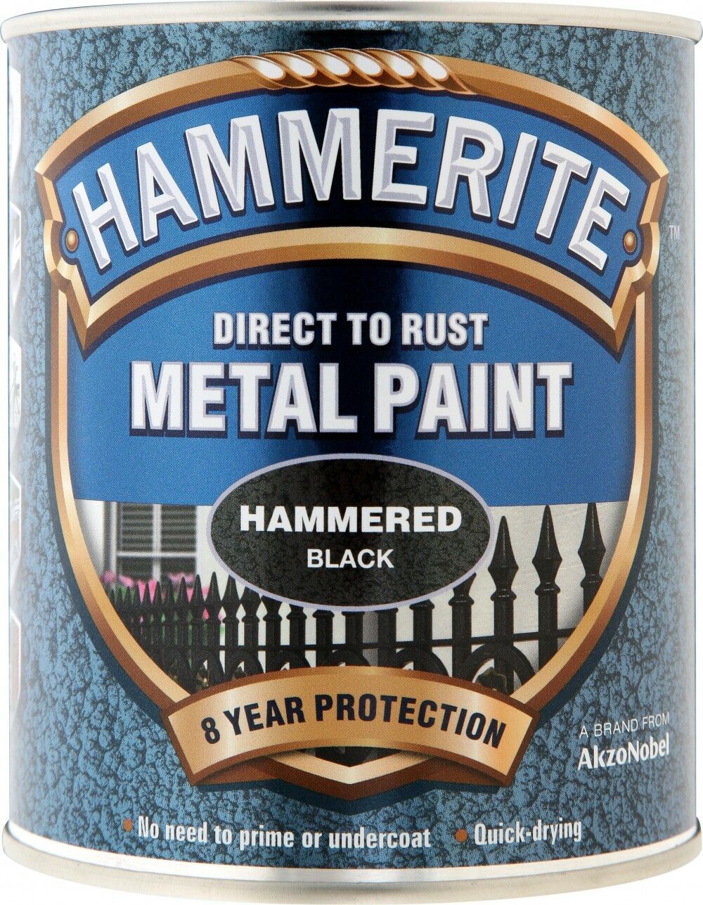 Image of Hammerite Metal Paint Direct To Rust Hammered Black 750ml