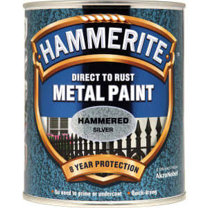Image of Hammerite Metal Paint Direct To Rust Hammered Silver 750ml