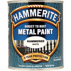 Product image for Hammerite Metal Paint Direct To Rust Hammered White 750ml