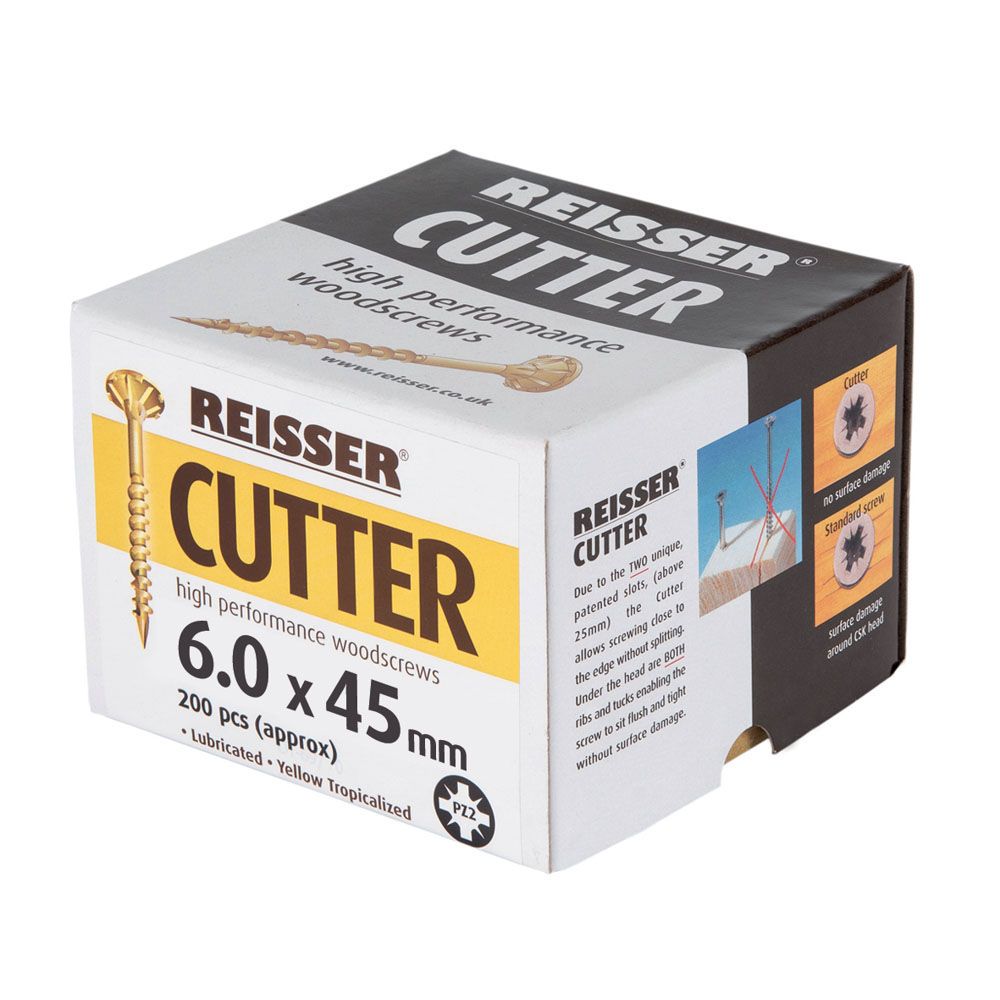 Product image for Reisser Cutter Countersink Pozi Woodscrew Yellow 6x45mm 200pk
