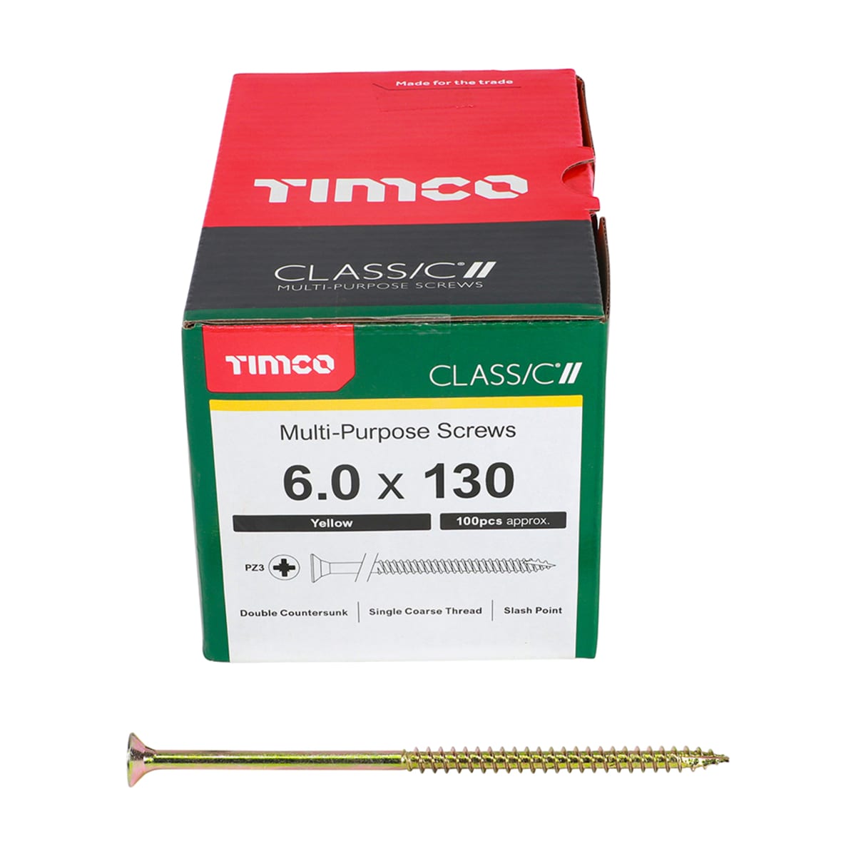 Product image for TIMCO Classic Multi Purpose Screw Yellow 6x130mm 100pk