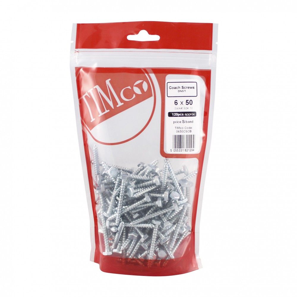 Product image for TIMCO Coach Screws 6.0x50mm 120pk