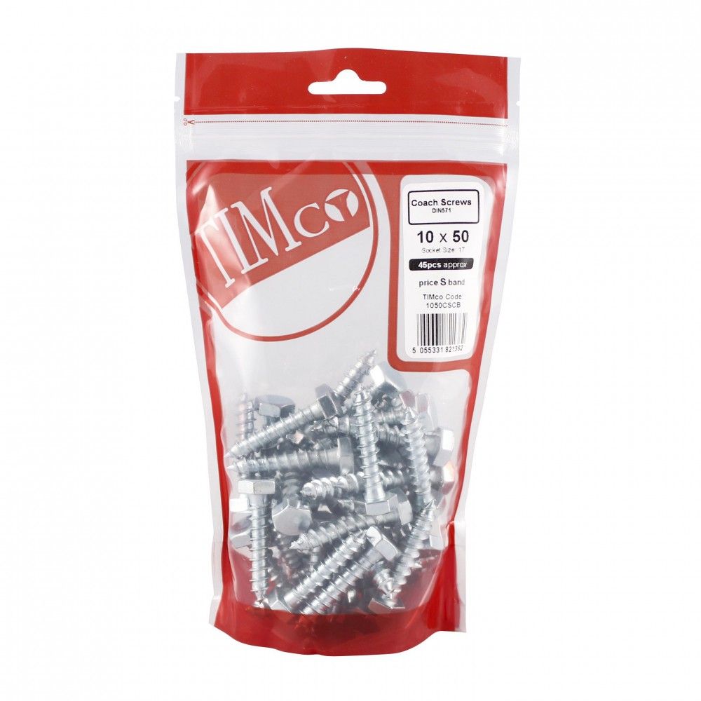 Product image for TIMCO Coach Screws 10.0x50mm 45pk