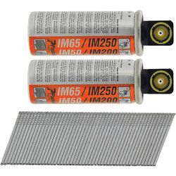 Product image for Paslode IM65A F16 Angled Brad Nails & 2 Fuel Cells 16 x 45mm Galv