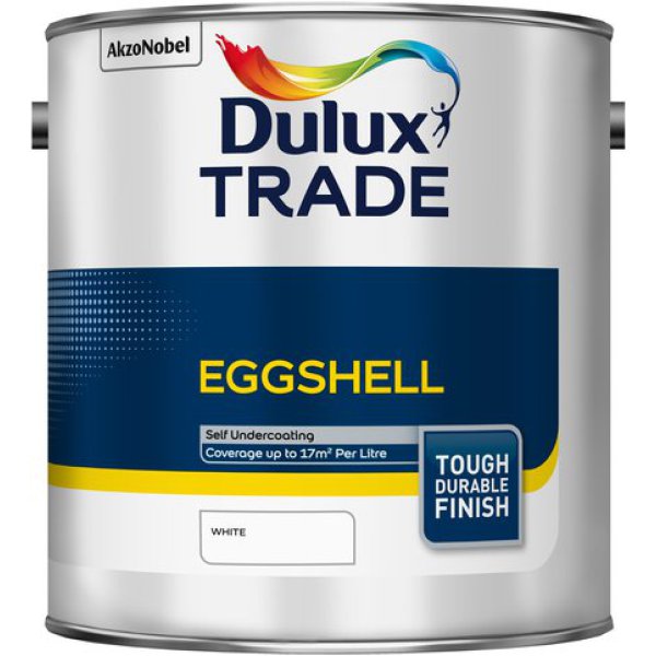 Product image for Dulux Trade Eggshell White 2.5ltr