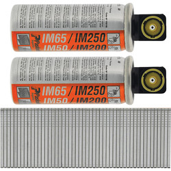 Product image for Paslode IM65 F16 Straight Brad Nails & 2 Fuel Cells 16 x 32mm Galv