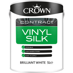 Image of Crown Contract Vinyl Silk Emulsion Paint 5L Brilliant White