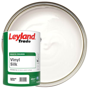Product image for Leyland Trade Vinyl Silk Emulsion Paint 5L Brilliant White