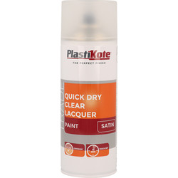 Product image for Plastikote Quick Dry Clear Lacquer Spray Paint Satin 400ml