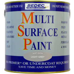 Product image for Bedec Multi Surface Paint Satin Light Grey 2.5L