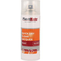 Image of Plastikote Quick Dry Clear Lacquer Spray Paint Gloss 400ml