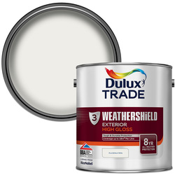 Image of Dulux Trade Weathershield Exterior Gloss Paint Pure Brilliant White 2.5L
