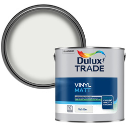 Product image for Dulux Trade Vinyl Matt Paint White 2.5L