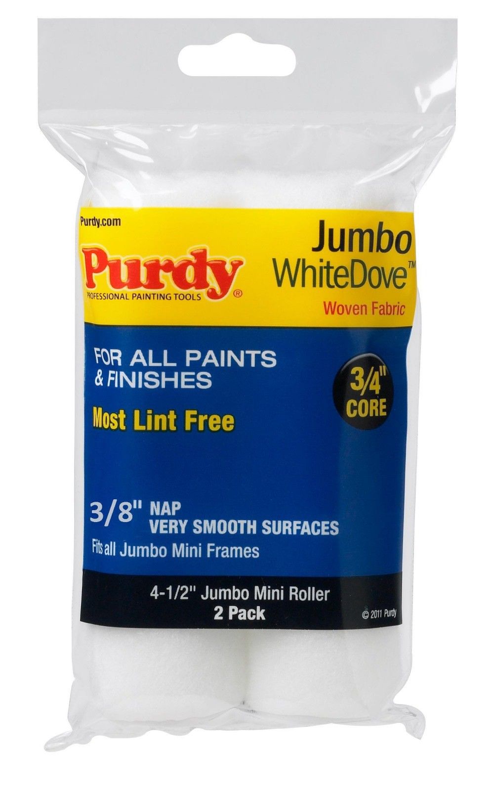 Product image for Purdy Whitedoveâ„¢ Jumbo Mini Roller Sleeve 115mm (4Â½) 2pk