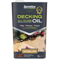 Product image for Barrettine All In One Decking Oil Treatment Natural Oak 5L