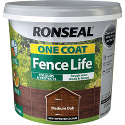 Image of Ronseal One Coat Fence Life 5L Medium Oak