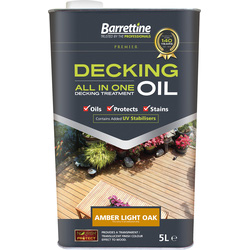 Product image for Barrettine All In One Decking Oil Treatment Amber Light Oak 5L