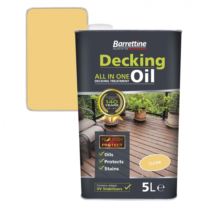 Product image for Barrettine All In One Decking Oil Treatment Amber Light Oak 5L