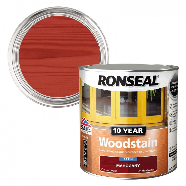 Product image for Ronseal 10 Year Exterior Satin Woodstain 750ml Natural Oak