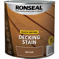 Product image for Ronseal Quick Drying Decking Stain 2.5L Rich Teak