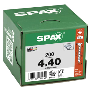Product image for Spax Wirox Countersunk Universal Woodscrews T20 4.0 x 40mm (Pack of 200)