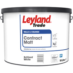 Product image for Leyland Trade Contract Matt Emulsion Paint 10L Brilliant White