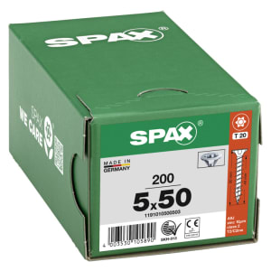 Product image for Spax Wirox Flat Countersunk Universal Woodscrews T-Star 5.0 x 50mm (Box of 200)