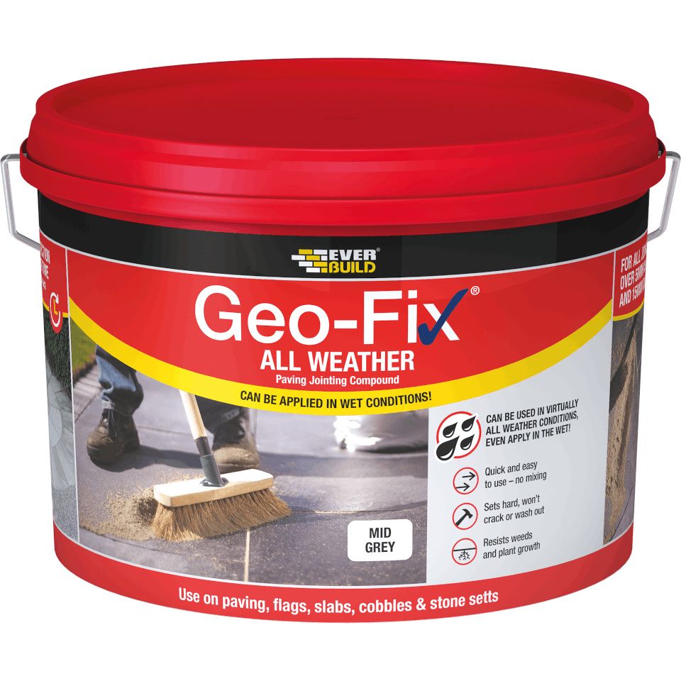 Product image for Everbuild Geo-fix All Weather Jointing Compound Mid Grey 14kg