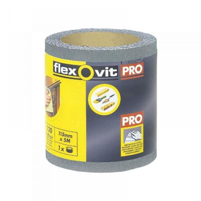 Image of Flexovit High Performance Finishing Sand Paper Roll Grey 115mm X 5mtr 240G