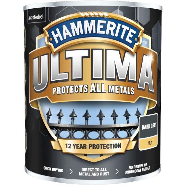 Product image for Hammerite Ultima Metal Paint Matt Dark Grey 750ml