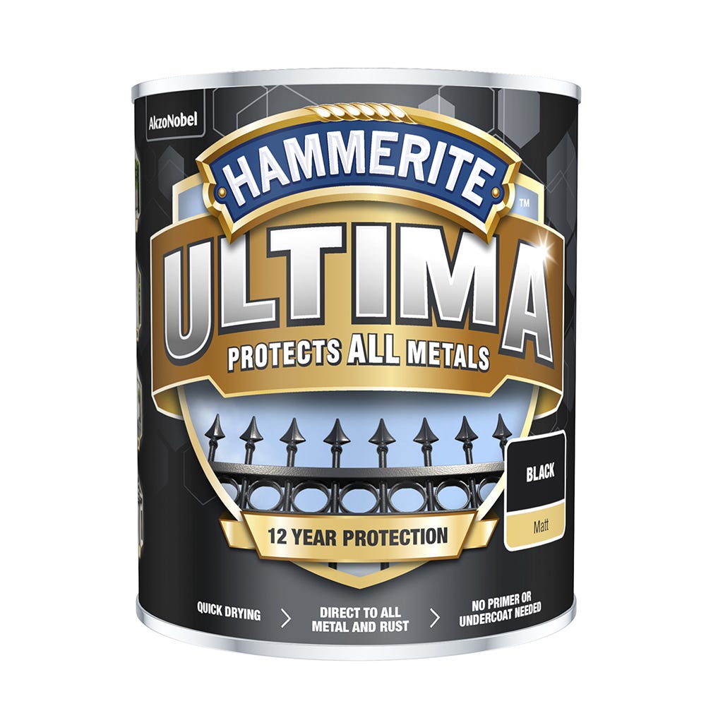 Product image for Hammerite Ultima Metal Paint Matt Black 750ml
