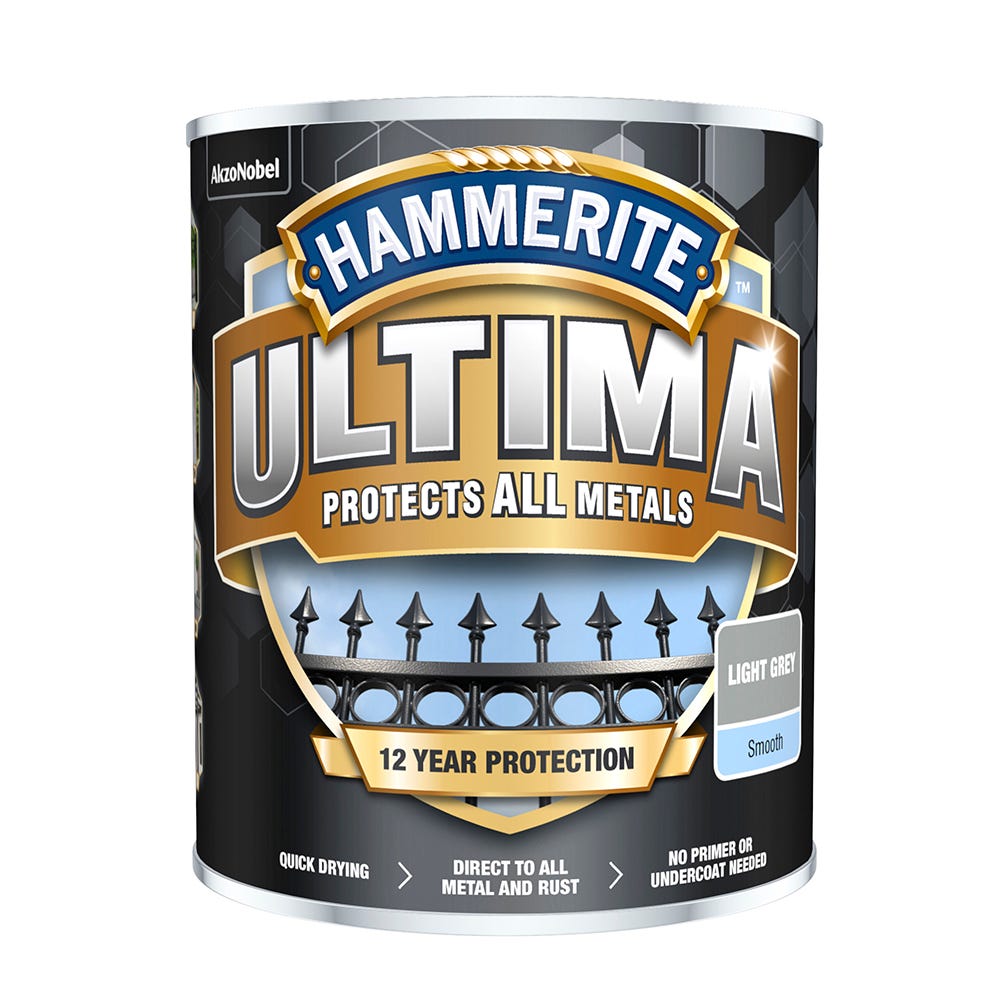 Product image for Hammerite Ultima Metal Paint Smooth Light Grey 750ml