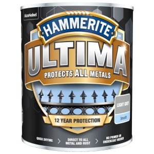 Product image for Hammerite Ultima Metal Paint Smooth Light Grey 750ml