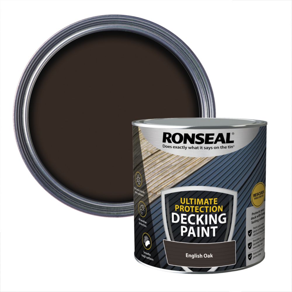 Product image for Ronseal Ultimate Protection Decking Paint English Oak 2.5ltr