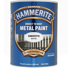 Product image for Hammerite 5Ltr Smooth Metal Paint White