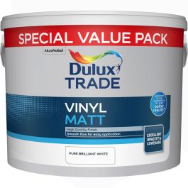 Image of Dulux Trade 7.5Ltr Vinyl Matt Emulsion Pure Brilliant White