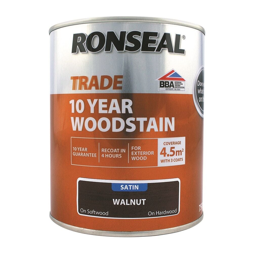 Product image for Ronseal Trade 10 Year Woodstain Satin Walnut 750ml