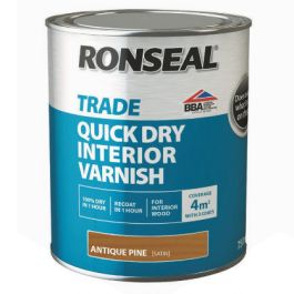Image of Ronseal Trade 750ml Quick Dry Interior Varnish Antique Pine
