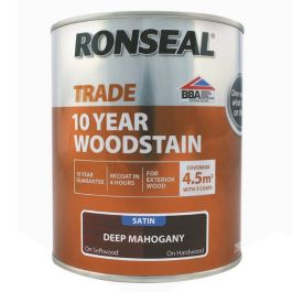 Product image for Ronseal Trade 750ml 10 Year Woodstain Deep Mahogany