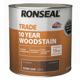Product image for Ronseal Trade 2.5Ltr 10 Year Woodstain Dark Oak