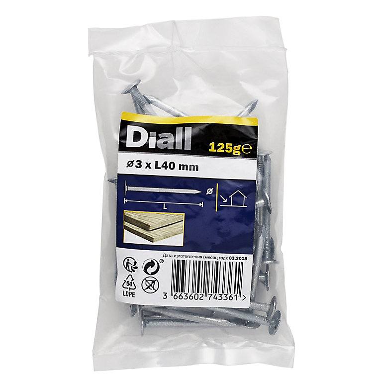 Product image for Diall Galvanised Clout nail (L)40mm (Dia)3mm 125g