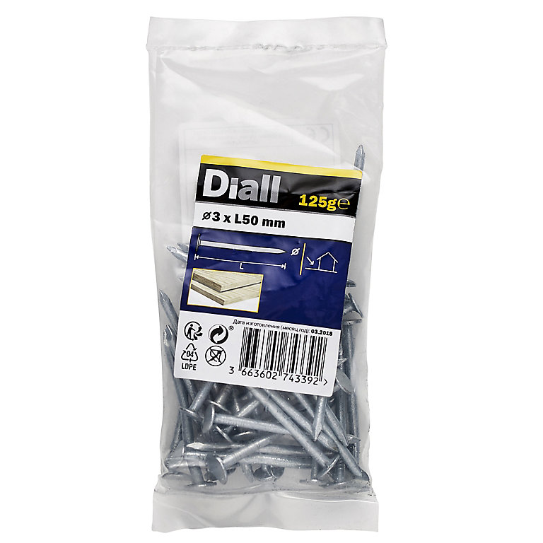 Product image for Diall Galvanised Clout nail (L)50mm (Dia)3mm 125g