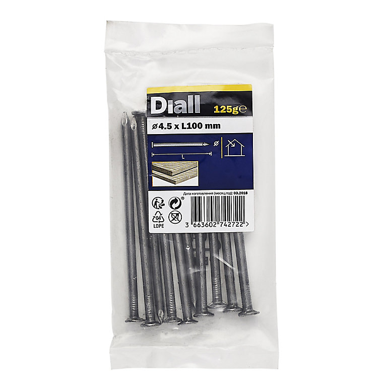 Product image for Diall Round wire nail (L)100mm (Dia)4.5mm 125g