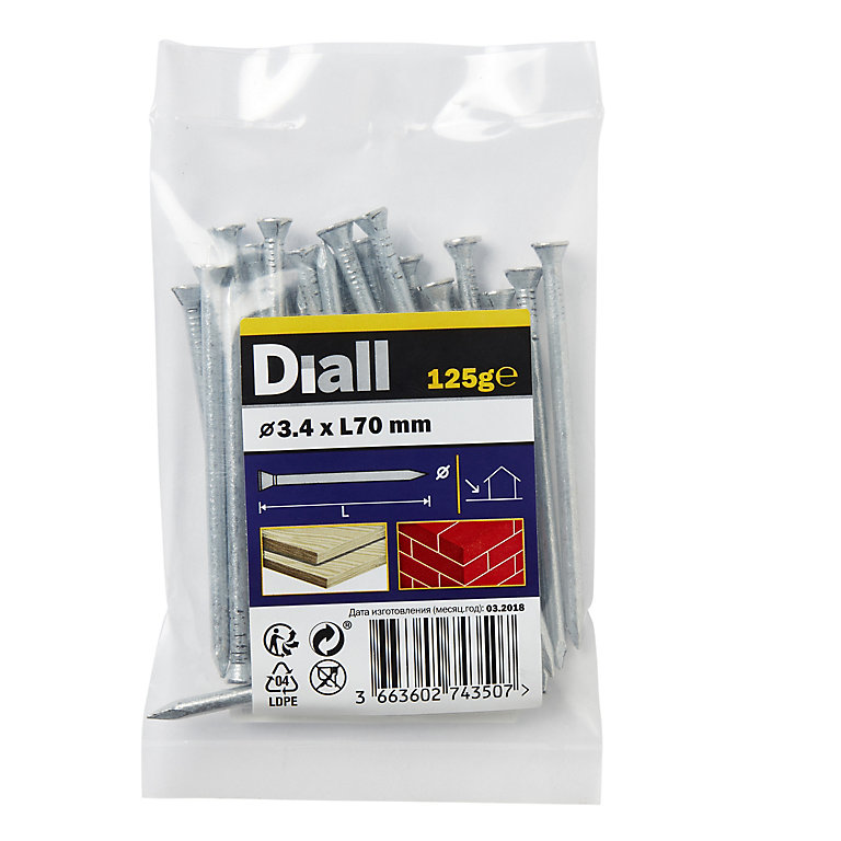 Product image for Diall Galvanised Masonry nail (L)70mm (Dia)3.4mm 125g