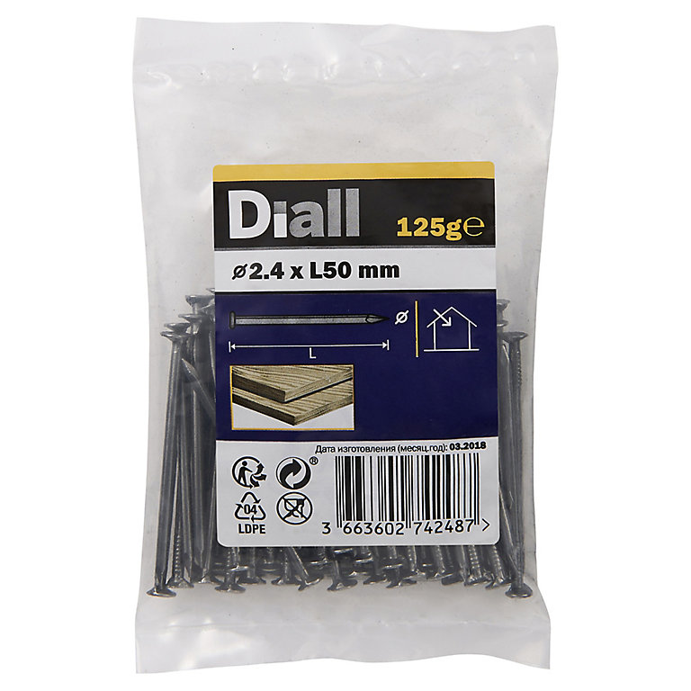 Product image for Diall Round wire nail (L)50mm (Dia)2.4mm 125g