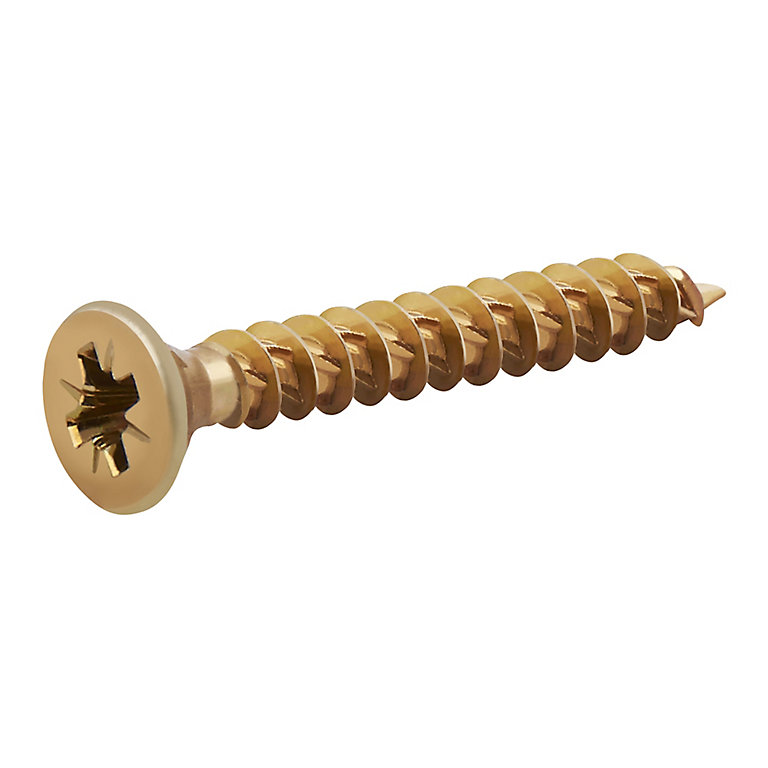 Product image for TurboDrive Pozidriv Yellow-passivated Steel Screw (Dia)5mm (L)40mm, Pack of 500