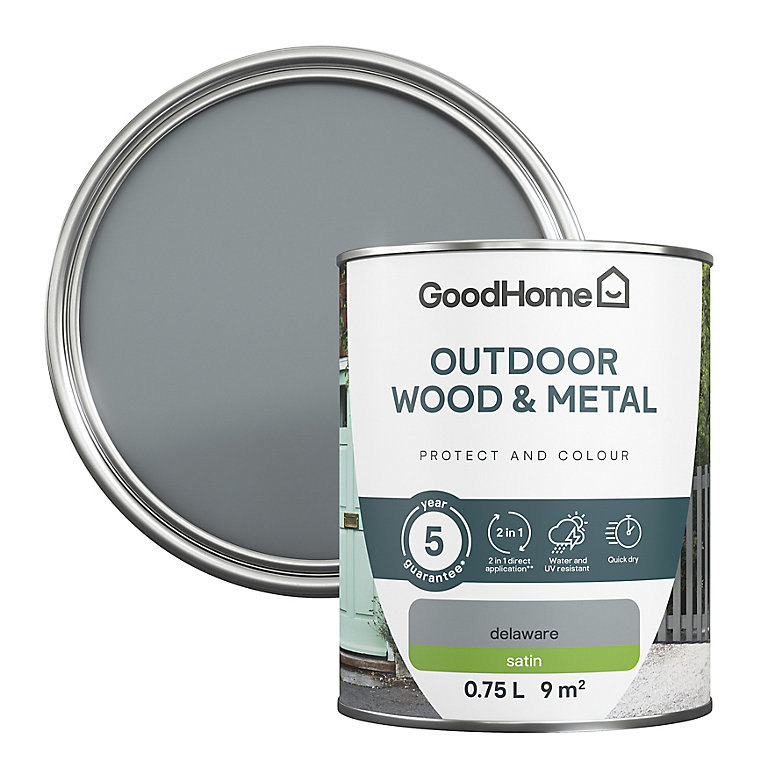 Product image for GoodHome Outdoor Delaware Satinwood Multi-surface paint, 750ml