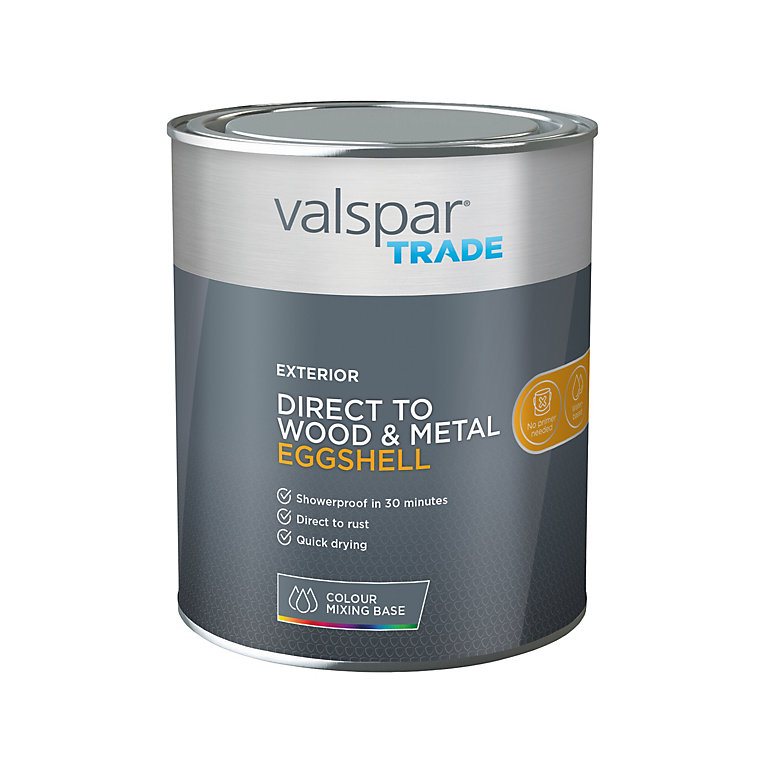 Product image for Valspar Trade Exterior Direct to Wood & Metal Eggshell Paint, Base 4, Base 4, 1L