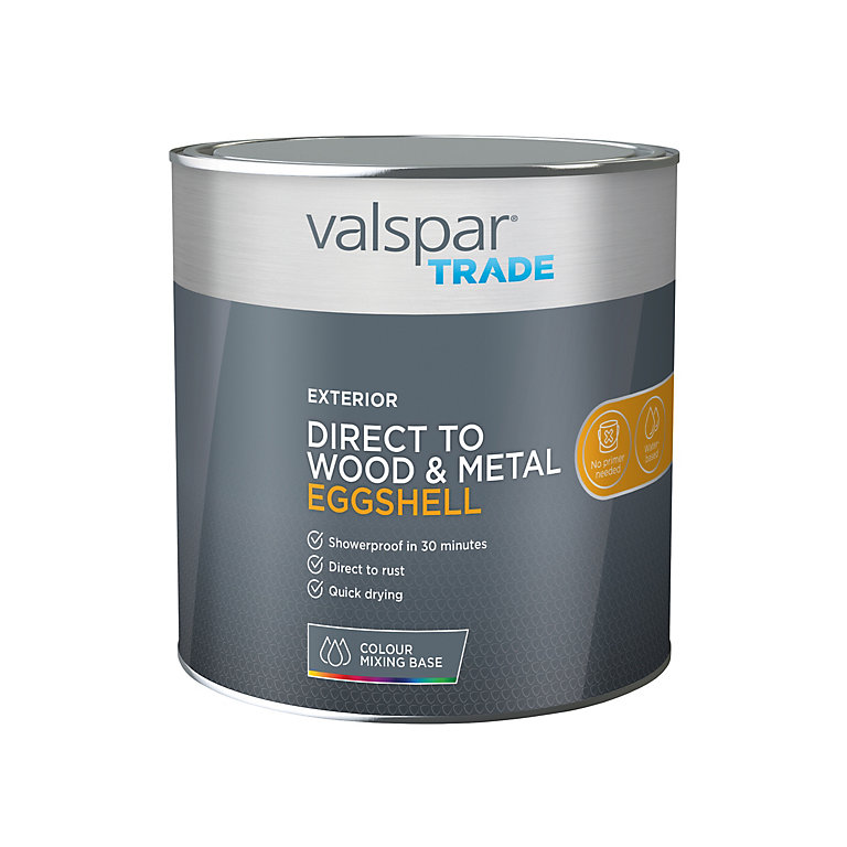 Product image for Valspar Trade Exterior Direct to Wood & Metal Eggshell Paint, Base 4, Base 4, 2.5L